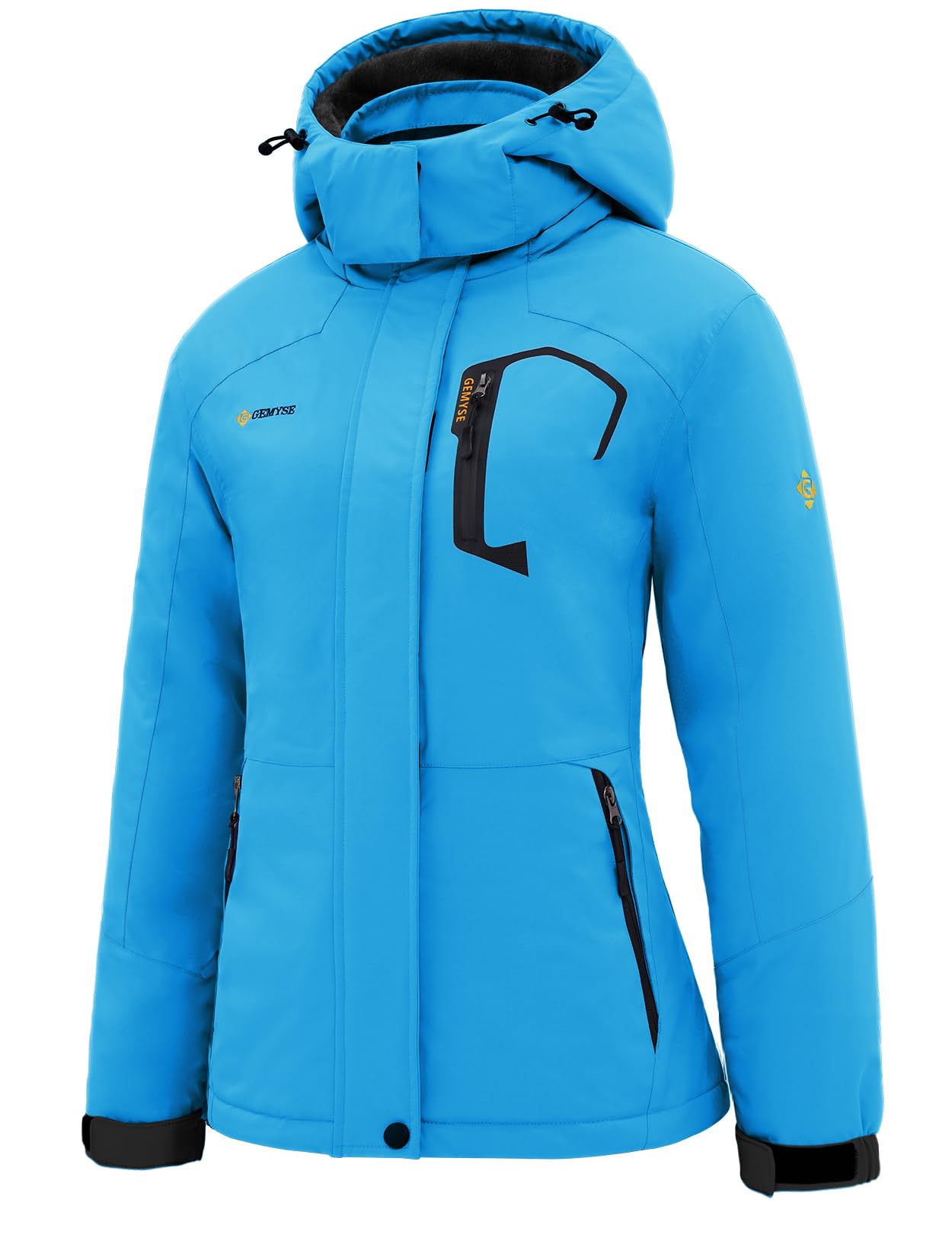 GEMYSE Women's Ski Snow Jacket Warm Winter Waterproof Coat Snowboard Rain Jacket Hooded Windproof Windbreaker